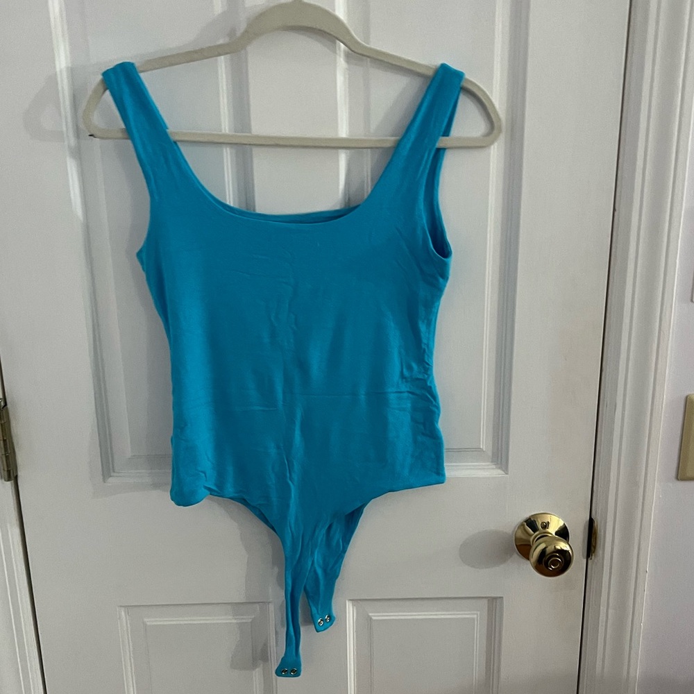Blue thong bodysuit